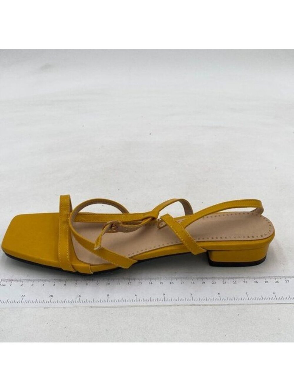 Yellow Strap Sandals Open Square Toe chunky Block Low Heels Party Fashion Shoes